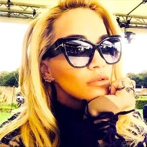 Large fade lens sunglasses women black silver wide NEW